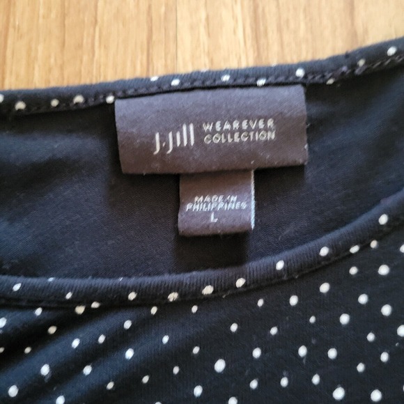 J JIll Wearever Top Shirt Womens Large Black White Swiss Dot Stretchy Everyday - Picture 4 of 12